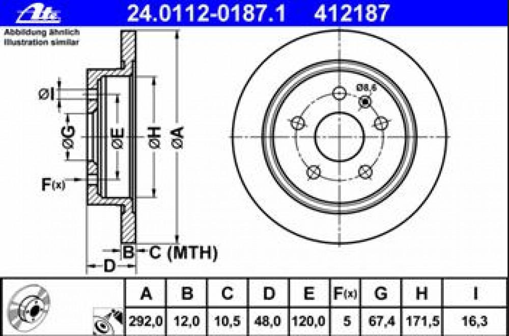 Set discuri frana spate Insignia 292mm J60 ATE Pagina 2/opel-astra-twin-top/piese-auto-bmw/opel-combo - Discuri frana Opel Insignia A